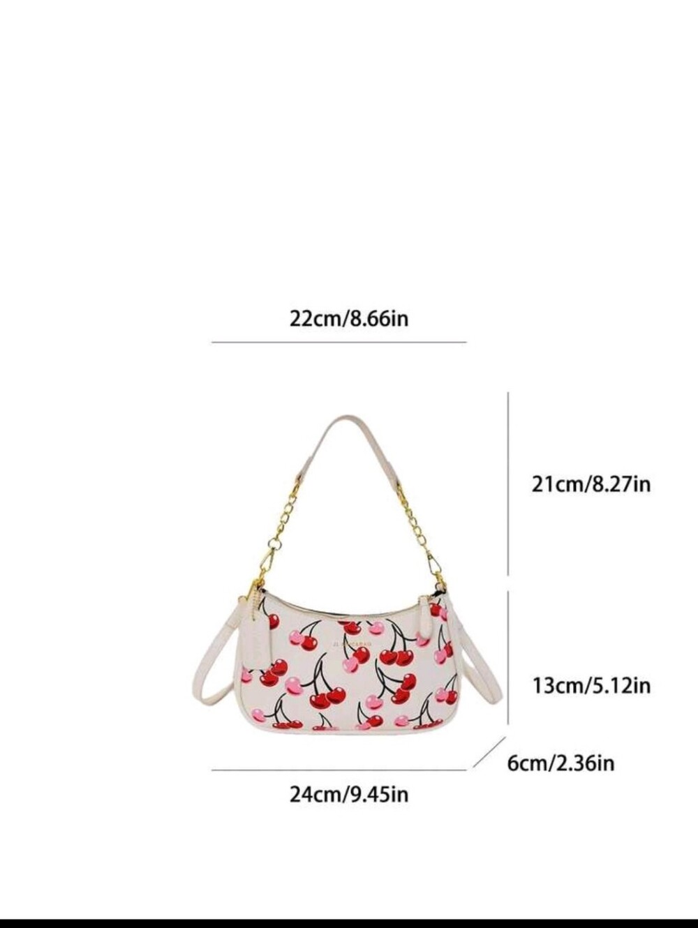 BRAND NEW ** White W/ Pink & Red Cherry Print Shoulder Bag - Picture 5 of 5